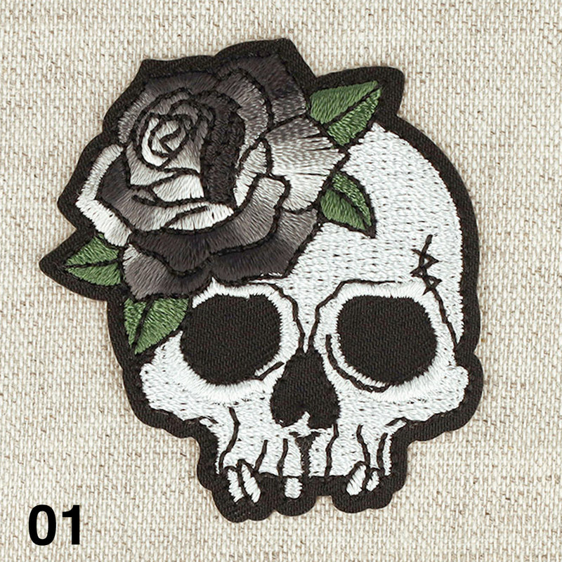 SKULL WITH FLOWER applique - 3 colours available