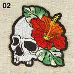 SKULL WITH FLOWER applique - 3 colours available