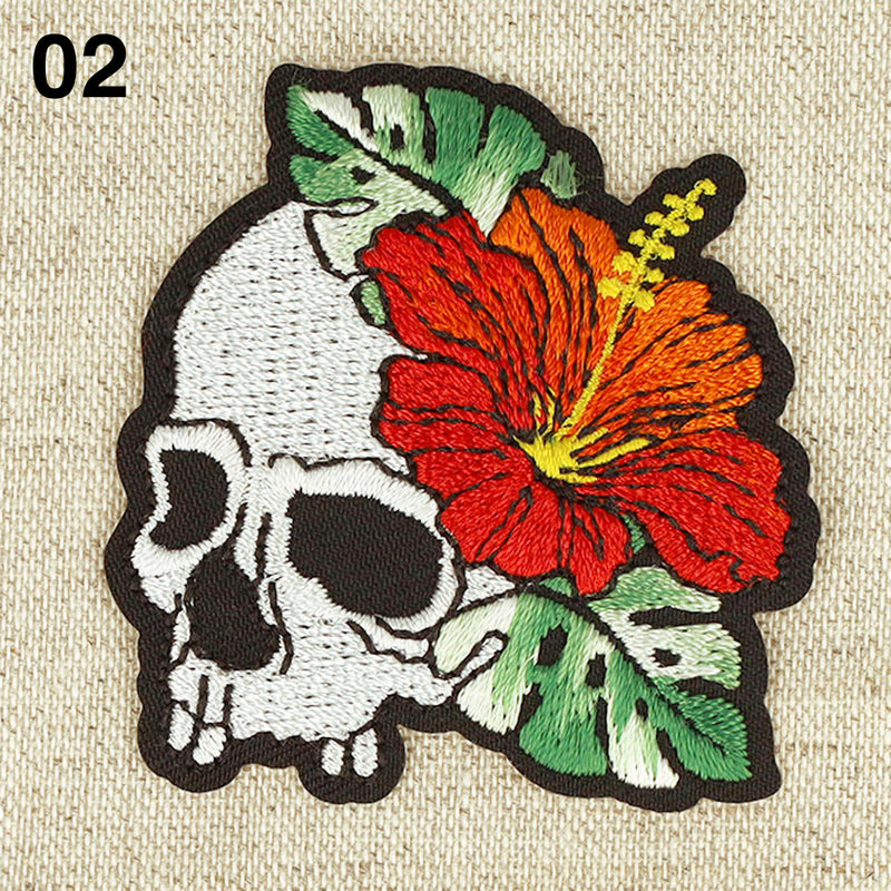 SKULL WITH FLOWER applique - 3 colours available